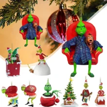 Panini Grinch Christmas Tree Ornaments, Acrylic 2D Scene Hanging Decorations, Classic Green Character Pendant For Xmas Tree Home Holiday Party Decor - Random Styles - View 15