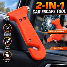 1pc 2-In-1 Car Escape Tool, Dual-Head Window Breaker & Hidden Seatbelt Cutter, Compact Portable Emergency Car Hammer With Orange Easy-Grip Handle, Suitable For Glove Box, Door Storage Pocket, Center Console, Ideal For Long Trips, Essential Car Accessory For Drivers, Christmas Gift For Women - Multicolor - View 1