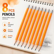 8/12/100pcs Yellow Graphite Pencil Set With Eraser, HB Writing Drawing Sketching Pencils, Classic Stationery Supplies, Back To School Essentials - Sets - View 2