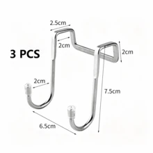 1/3/5pcs Multi-Function Stainless Steel S-Shaped Double Hooks, Removable No-Drill No-Adhesive Design, Kitchen Cabinet Bathroom Towel Coat Storage Rack - Multicolor - View 9
