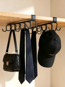 1pc Hat And Bag Storage Rack, Belt Storage Rack, Wardrobe Accessory Organizer Multi-Purpose, With 6 Hat Hooks, No-Drill Wall Mounted Closet Hanging Rack, Space Saving Coat Scarf Tie Holder, Entryway Bedroom Dorm Door Cabinet Organizer - Multicolor - View 2