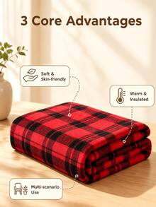 1 buah Selimut Sofa Motif Kotak-kotak Merah, Selimut Tenun Lembut, Pola Kotak-kotak Klasik, Dekorasi Rumah Musim Gugur Serbaguna, Hadiah Liburan, Sempurna untuk Penggunaan Sehari-hari dan Liburan, Dekorasi Rumah - MultiWarna - View 5
