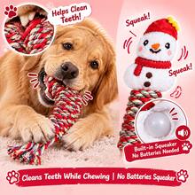Pet Rope Knot Chew Toy Set, Plush Squeaky Head Tug Toy With Built-In Sounder, Durable Rope Knot Teething Dog Toy, No Battery Required, Gift For Puppies - Multicolor - View 4