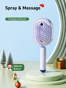 Electric Mist Massage Comb, Anti-Tangle Fluffy Smooth Hair Brush, Mist Massage Comb Anti-Tangle Hair Care Detangling Fluffy Smooth Hair Comb, Christmas Gift - Multicolor - View 3