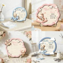 1/4pcs 3D Hello World Wooden Announcement Sign, Newborn Announcement Board, Gender Reveal Party Supplies, Birthday Party Decor, Photo Props, Creative Small Gift - Wooden Notice Board - View 3