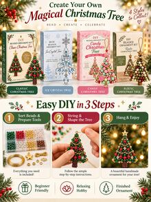 DIY Beaded Christmas Decoration Set, 4 Styles Handmade Beaded Tree Hanging Ornaments, Holiday Craft DIY Kit For Beginners, Gift Box Christmas Beading Project, Make Your Own Christmas Tree Hanging Decorations, Suitable For Tree Decor And Seasonal Gifts - Multi-color - View 3