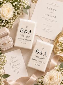 Customizable Couple Name Happy Tears Wedding Tissues, Elegant Minimalist White Mini Pocket Tissue Box, Personalized Wedding Date Printed Travel Pack Tissues, Bulk Wedding Guest Favors Table Decor Keepsake Gifts - Multicolor - View 5