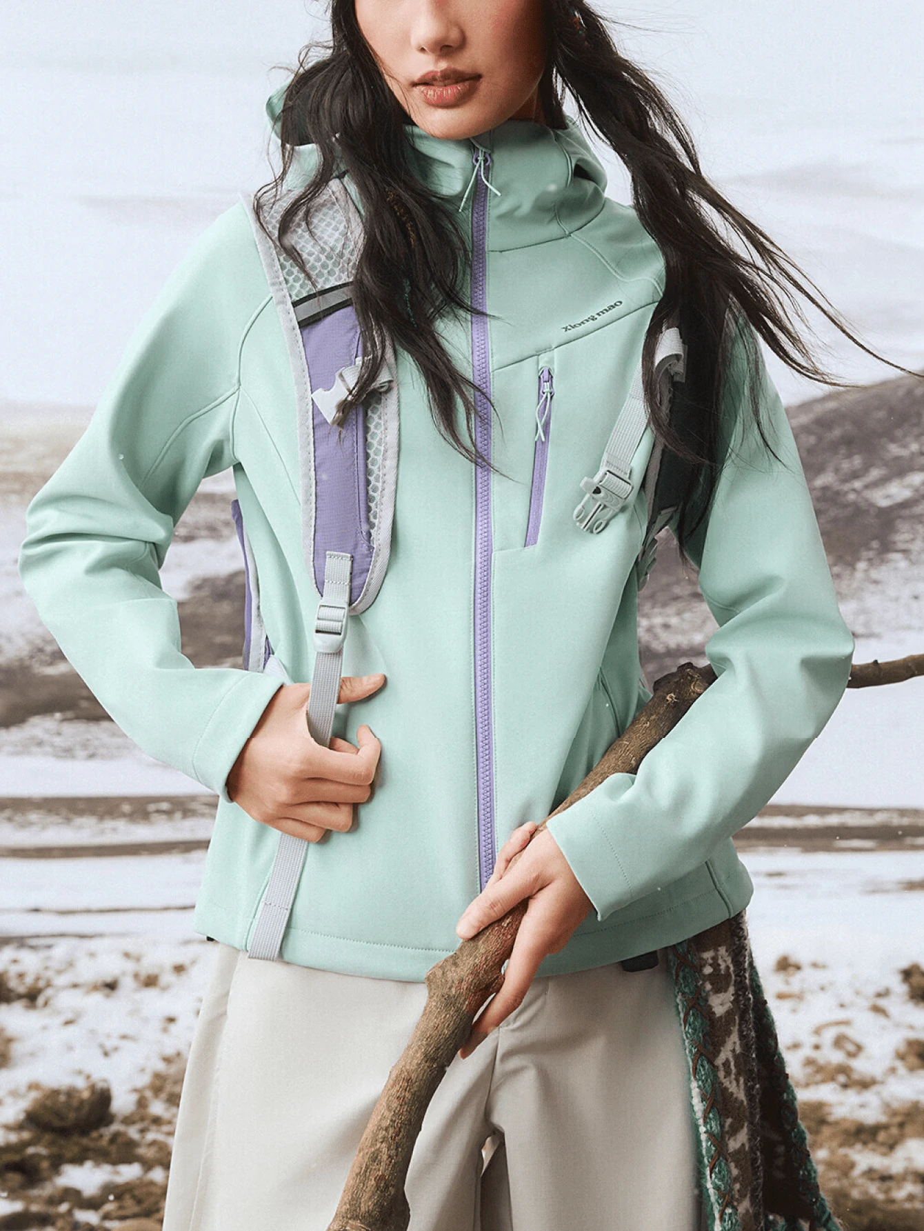 CAMEL CROWN Women's Softshell Jacket, Fleece Lined Windproof Coat, Abrasion Resistant Outerwear For Hiking Mountaineering - Salt Mist Blue - View 1