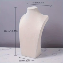 1pc Necklace Display Stand, Velvet Mannequin Neck Holder, Jewelry Necklace Hanging Rack, Pendant Display Prop - Beige - View 8