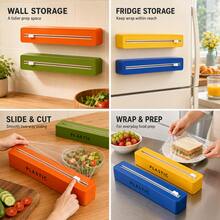 Plastic Wrap Cutter With Sliding Blade, 3-Way Mounting With Strong Suction Cup, Magnetic Back And Hook-And-Loop Fastener, Kitchen Foil And Cling Film Dispenser, Clean Cut, Space-Saving Organizer For Fridge, Countertop And Wall, Easy To Use Daily - View 9
