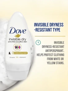 Dove Dove Invisible Dry 女用止汗滾珠，48小時吸汗微鹽配方，持久清新乾爽不黏膩，便攜式，0%酒精，保濕乳霜，腋下護理除味，適合日常、夏季、健身房及敏感肌，40ml - 隱形乾爽40ml - 查看 6