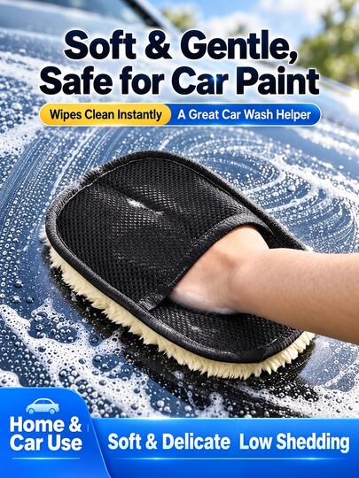 1pc Microfiber Car Cleaning Glove, Soft Long Pile Wash Mitt, Car Paint Detail Care And Dusting Tool, Suitable For Interior And Exterior, Reusable Car Care Accessory