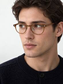 1pc Men's Square Round Small Frame Glasses - Multicolor - View 3
