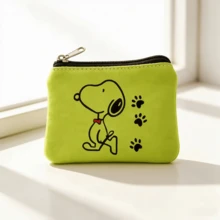 SNOOPY 1個可愛史努比帆布拉鍊零錢包，迷你卡通印花小錢包，便攜卡夾收納袋，適合女孩與青少年，萬聖節聖誕節新年禮物，節日生日禮物 - 彩色 - 查看 3