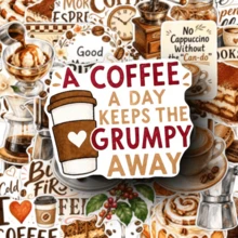 50pcs Positive Coffee Style Stickers Dedicated Deck Card Games Games & Accessories, Perfect For Laptops Water Bottles Notebooks, Bring Warm And Cheerful Mood, Ideal For Daily Use, Coffee Shop Decor And Gift - 50pcs - View 5