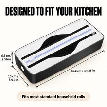 Space-Saving Plastic Wrap Dispenser With Hidden Sliding Cutter, Stable Suction Cup, Strong Magnetic Back And Reusable Hook And Loop, Suitable For Kitchen Wall, Refrigerator And Countertop For Plastic Wrap, Aluminum Foil, Parchment Paper And Wax Paper Rolls - View 8