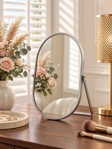 Adjustable Desktop Vanity Mirror, Metal Frame With Stand Makeup Mirror, High-Definition Clear Reflection Mirror, Rounded Edges, Portable Makeup Mirror, Suitable For Bedroom, Dressing Room, Bathroom, Home, Dorm And Office, Non-Slip Base, Sturdy And Durable, Aesthetic Decorative Mirror, Suitable For Daily Makeup, Skincare And Hairstyle Design, Graduation Season, Summer Travel Essential, Ideal Gift For Women - Multicolor - View 11