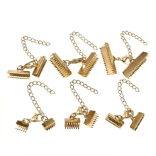 2pcs Stainless Steel Ribbon Leather Cord End Fastener Clasps With Chains Lobster Clasps Connectors For Bracelet Diy Making - Ribbon Leather Cord End Fastener Clasps - View 5