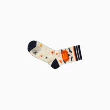 3 Pairs Halloween Pumpkin Bat Crew Socks, Soft Cotton Holiday Printed Casual Socks - Multicolor - View 8