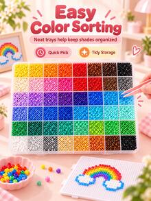 DIY Mini Perler Beads Craft Set, 2.6mm Perler Beads Set With 24 Or 72 Colors, Includes Pegboard, Tweezers And Ironing Paper, Creative Handmade Art Toy, Suitable For Artistic Creation And Holiday Activities - Multicolor - View 4