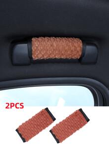 Soft Fluffy Scalloped Plush Car Roof Grab Handle Cover Universal Anti-Slip Comfort Grip Auto Ceiling Handle Protector Sleeve Dustproof Scratch Resistant Multi-Color Optional Car Interior Decoration Accessories - Fan-shaped Fish Scale - View 9