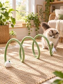 Foldable Cat Tunnel Spiral Interactive Toy, Detachable Bell, Indoor Self-Play Training Equipment, Mouse Feather Teaser Wand, Kitten Energy Consumption Activity Tube, Crinkle Sound Pet Supplies, Ferret Rabbit Puppy Exercise Accessory Set - Multicolor - View 7