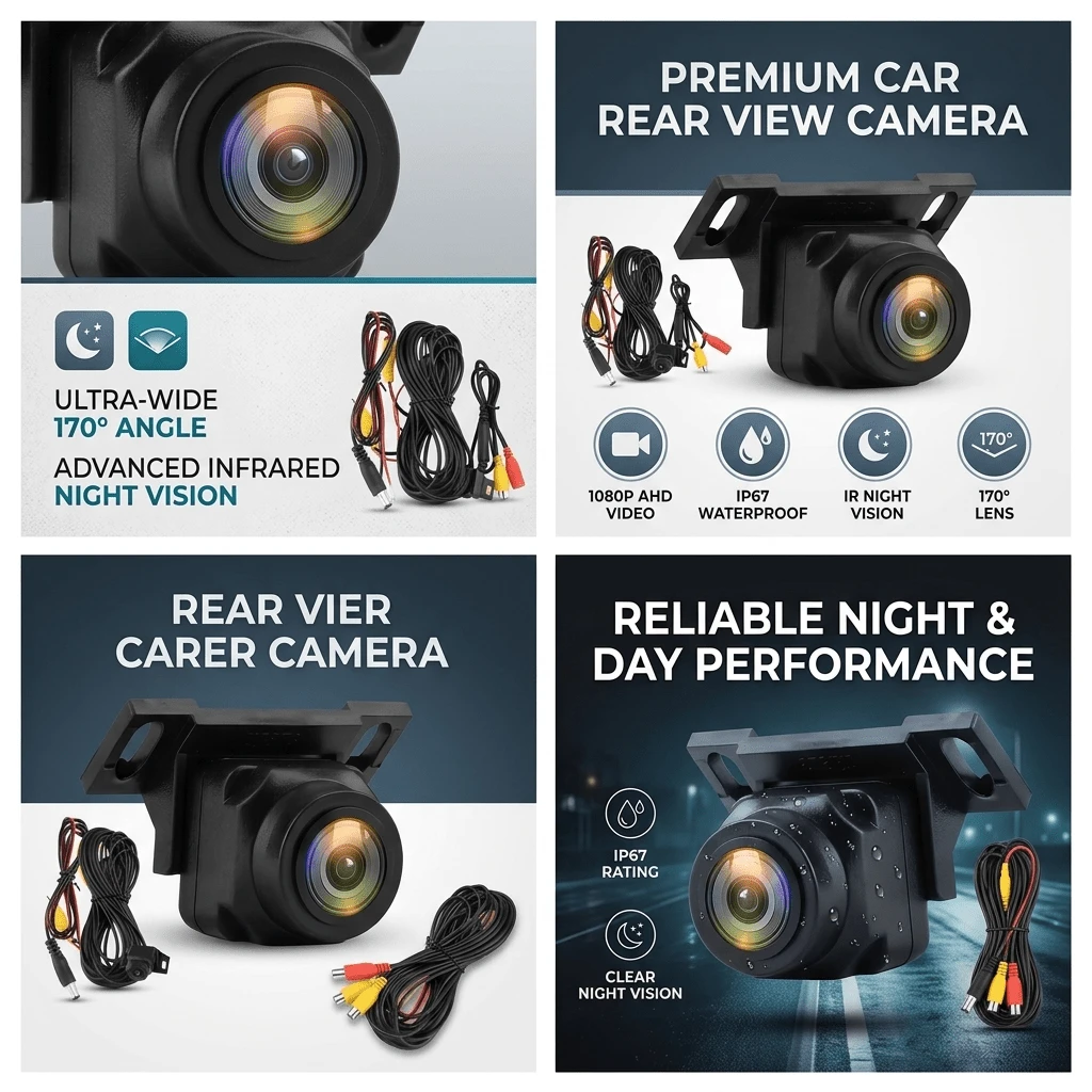 1080P Car Rear View Camera 170 Degree Wide Angle Waterproof Night Vision Car Backup Camera - AHD - View 1