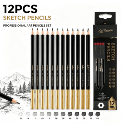 12pcs Professional Sketching Pencils, 2H-8B Drawing Pencil Set, Professional Hand-Drawn Sketching Pencils, Ideal Choice For Artists, Students And Beginners Sketching Creation, Back To School Gift, Christmas Gift