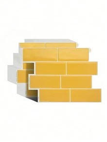 Panel Dinding Tekstur 2D Pola Bata Tahan Air Warna Kuning Cerah, Stiker Ubin Dinding Perekat Mandiri yang Dapat Dilepas, Cocok untuk Dinding Belakang Dapur, Kamar Mandi, dan Dekorasi Liburan - Alien Kuning - View 10