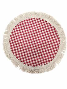 4pcs Round Tassel Placemats, Bohemian Style Heat-Resistant Non-Slip Table Mats, Home Restaurant Wedding Party Tabletop Decor - Red - View 9