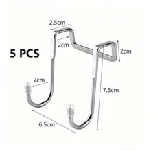 1/3/5pcs Multi-Function Stainless Steel S-Shaped Double Hooks, Removable No-Drill No-Adhesive Design, Kitchen Cabinet Bathroom Towel Coat Storage Rack - Multicolor - View 11