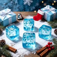 Snowflake Built-In Soft Rubber Stress Relief Toy Pressure Ball, Provides Best Soft And Cool Experience, Snowflake Quiet And Beautiful Square Shape Anxiety Relief Sensory Soft Stress Toy Slow Rebound, Suitable For Classroom Prizes, Helps Relaxation - Blue - View 5