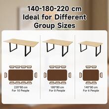 140/180/220cm Extendable Dining Table, 6-10 Seater MDF Kitchen Table, Modern Large Dining Table With Heavy-Duty Extension Runners, 100kg Load Capacity - Oak - View 5