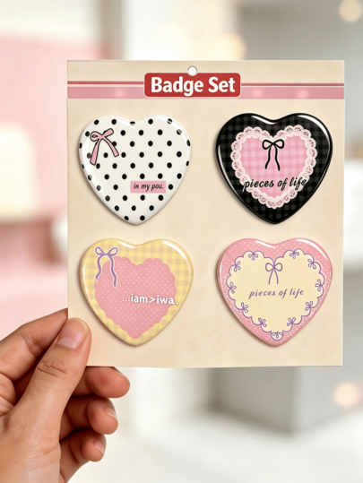 Cute Heart Shape Pattern Brooch, Pin Badges, Metal Lapel Pins, Decor Accessories For Backpack Clothes Hats, Best Gifts For Friends, Birthday Gifts