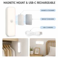 VOLACI LED Motion Sensor Night Light USB Rechargeable, Wireless Magnetic Light, Smart Motion Sensor Lighting, No-Drill Wall Mount Light, Closet Light, Wardrobe Light, Hallway Stair Light, Bedroom Bedside Light, Home Night Lighting - Multicolor - View 8