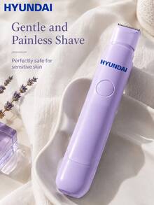 HYUNDAI Modern 2-In-1 Painless Hair Removal Device, 1pc 300mAh Battery Type-C Rechargeable Wireless Rotary Shaver & Trimmer, Suitable For Women Sensitive Skin Bikini Face Lip Legs Grooming - View 1