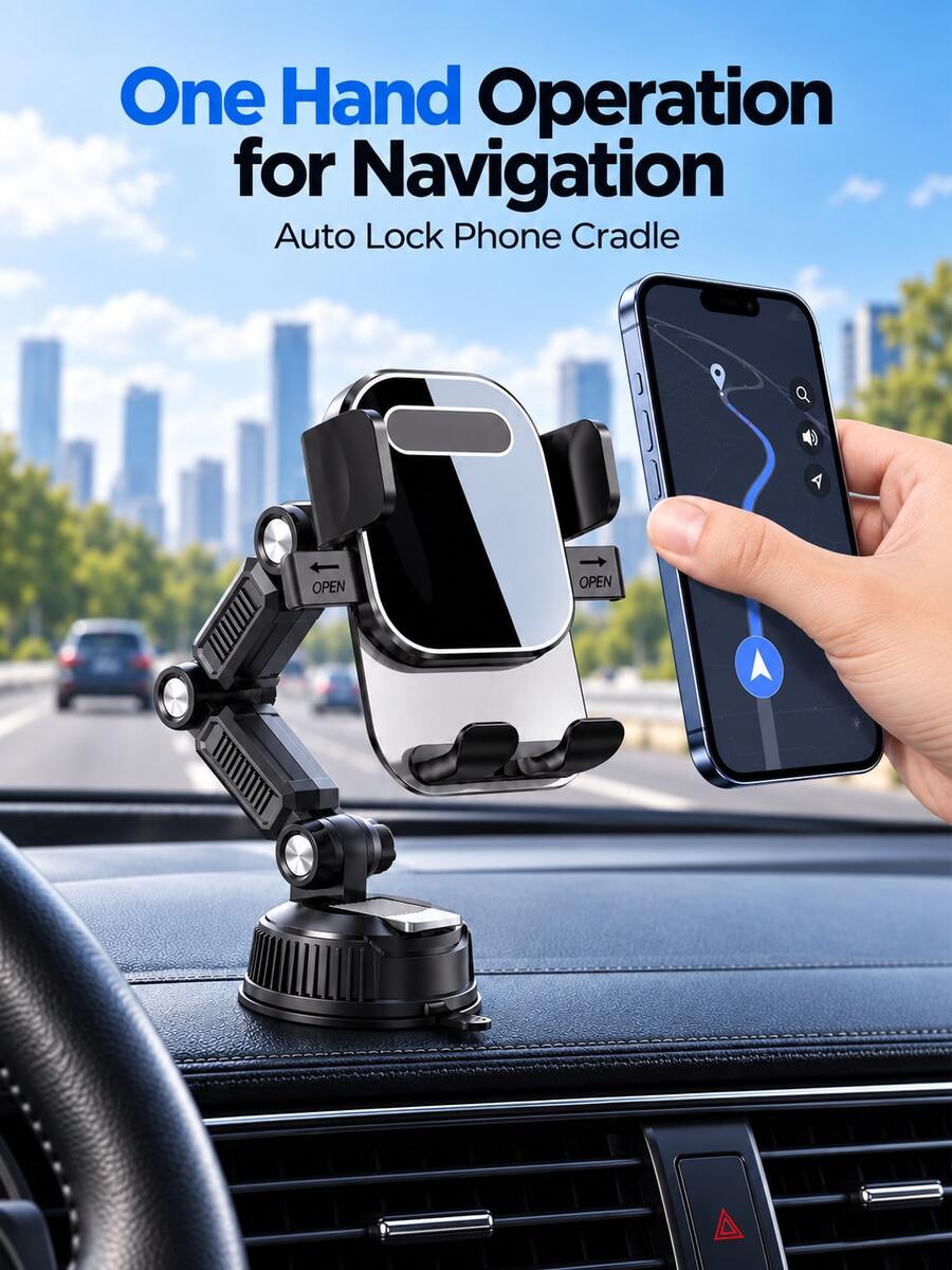 Dudukan Ponsel Mobil dengan Perekat Hisap Kuat, Rotasi 360°, Dudukan Dashboard, Dudukan Ponsel Universal yang Dapat Diatur untuk Mobil, Truk, SUV, Van, Aksesori Navigasi Otomatis
