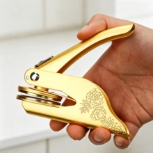 ختم نقش مخصص للزفاف، ختم نقش معدني مخصص بأحرف الزفاف الأولى، ختم نقش مغلفات الزفاف، ختم الشعار - الذهبي - مشاهدة 3