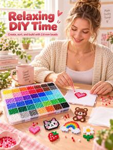 DIY Mini Perler Beads Craft Set, 2.6mm Perler Beads Set With 24 Or 72 Colors, Includes Pegboard, Tweezers And Ironing Paper, Creative Handmade Art Toy, Suitable For Artistic Creation And Holiday Activities - Multicolor - View 8