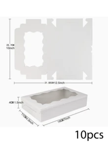 1/5/10pcs - Cookie & Pastry Boxes With Transparent Window, Size: 7 X 4.3 X 1.5 Inches, Kraft Paper Material, Premium Baking Food Gift Boxes, Suitable For Desserts, Weddings, Parties, Christmas, Birthdays - Multicolor - View 9