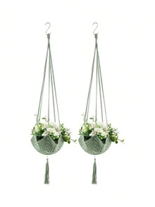 1/2/3 Jute Crochet Long Plant Hook, Suitable For Tassel Plant Support Rope, S-Shaped Hook, Suitable For Halloween Home Decor (White) - Multicolor - View 1