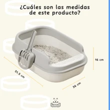 Semi-Open Cat Litter Box With Cleaning Scoop And Sanitary Filter - Champagne - View 7
