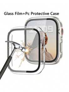 1pc Transparent Protective Case, Compatible With 40/44/41/45/42(S10)/46/49mm Series Ultra/10/9/8/7/6/5/SE/4/3, Shock-Proof, Scratch-Resistant, Waterproof, Sturdy PC Shell, Matte Finish, Unisex - Transparent+Glass-film - View 31