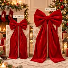 Large Red Christmas Bow Ornament For Tree Wreath Window Wall Decor, 30x100cm / 40x130cm - 1PC - View 8