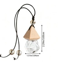 8ml Suspended Car Air Freshener Bottle, Refillable Empty Glass Car Diffuser Bottle, Adjustable Braided Rope And Crystal Beads, Heat-Resistant And Leakproof Pendant Perfume Container, Rearview Mirror Suspension Ornament For Car Interior Decoration - Multicolor - View 1