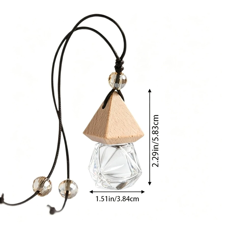 8ml Suspended Car Air Freshener Bottle, Refillable Empty Glass Car Diffuser Bottle, Adjustable Braided Rope And Crystal Beads, Heat-Resistant And Leakproof Pendant Perfume Container, Rearview Mirror Suspension Ornament For Car Interior Decoration - Multicolor - View 1