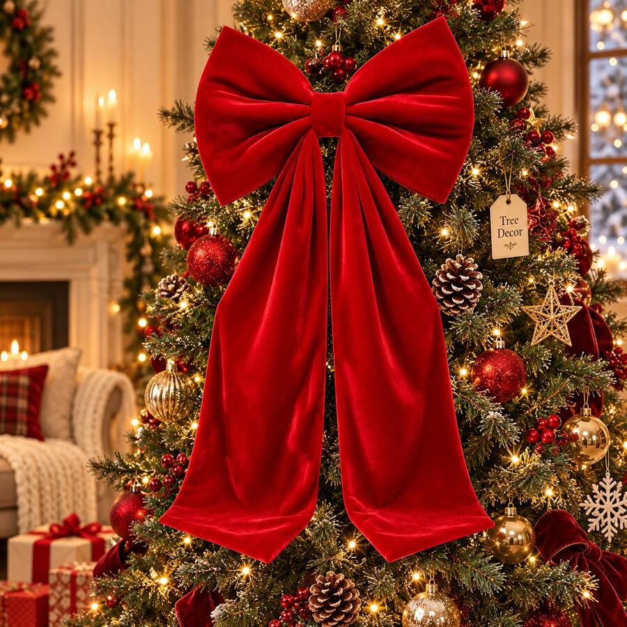Christmas Bow Hanging Decoration For Tree Door Window, 30x100cm / 40x130cm - 1PC - View 1