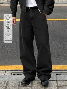 Men's Casual Versatile Daily Wear Jeans - Black - View 1
