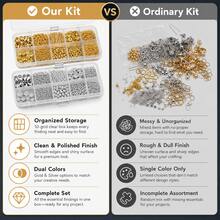 1 Set 10 Types 490pcs DIY Jewelry Making Tools Gold & Silver Color Set Clasp Open Jump Rings Lobster Clasp Ear Hooks Jewelry Accessories Material Kit - Metal 10-compartment Set - View 8