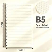 螺旋裝訂筆記本 8mm 橫線 80張（160頁）A5 B5 A6 口袋日記本 辦公與學校用品 - 1 Pack - 查看 9